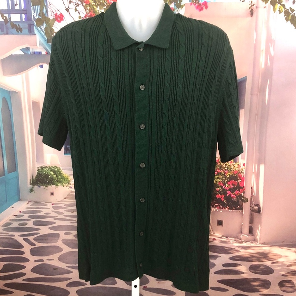 NWT Old Navy Short Sleeve Green Cable Knit Polo Cardigan